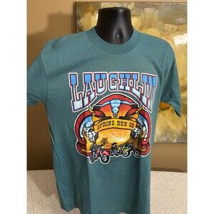 Vintage Fruit Of The Loom Laughlin Spring Run 1998 Motorcycle Graphic Tee Size L